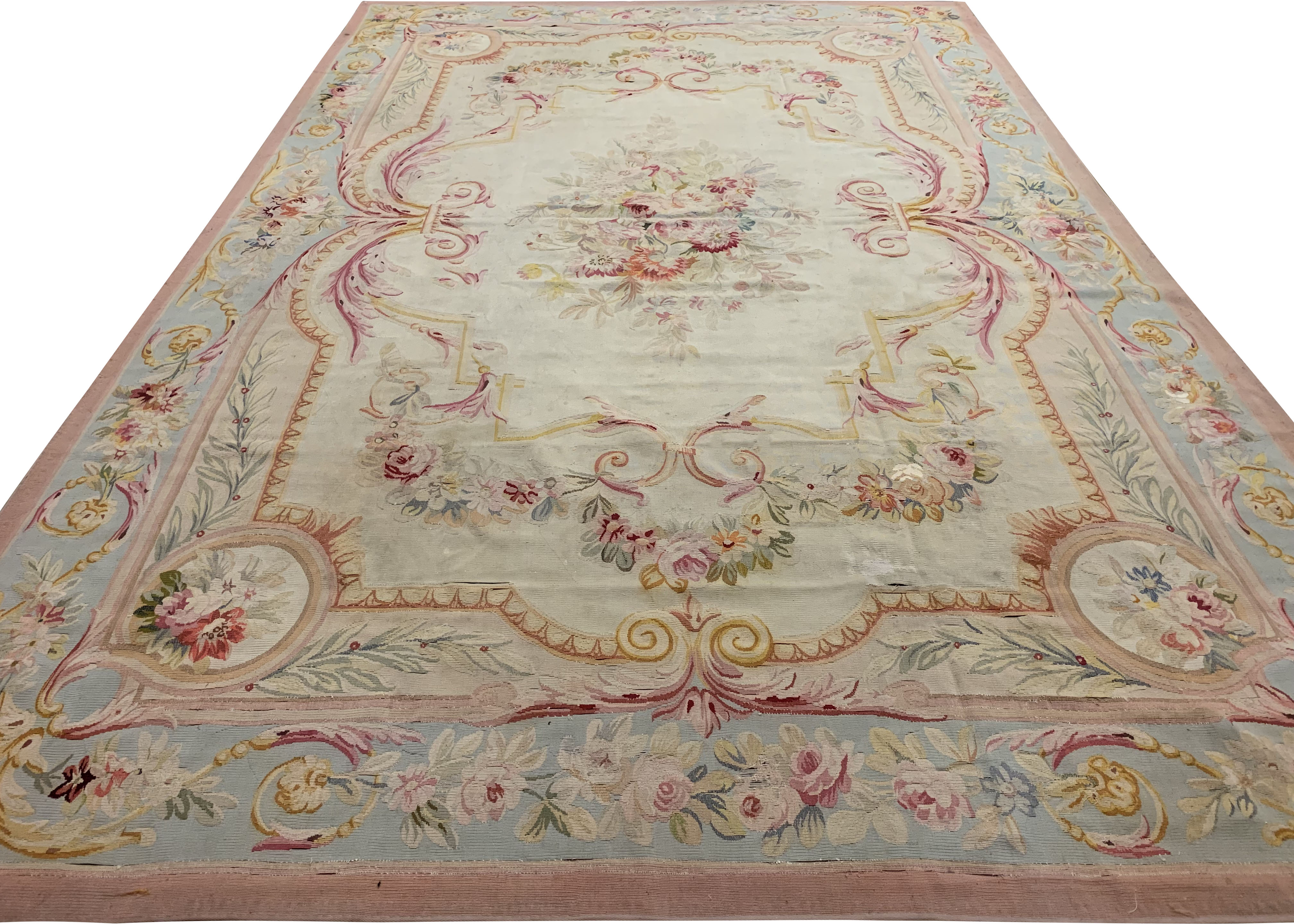 Antique French Aubusson Rug CU1434 Lavender Oriental Carpets