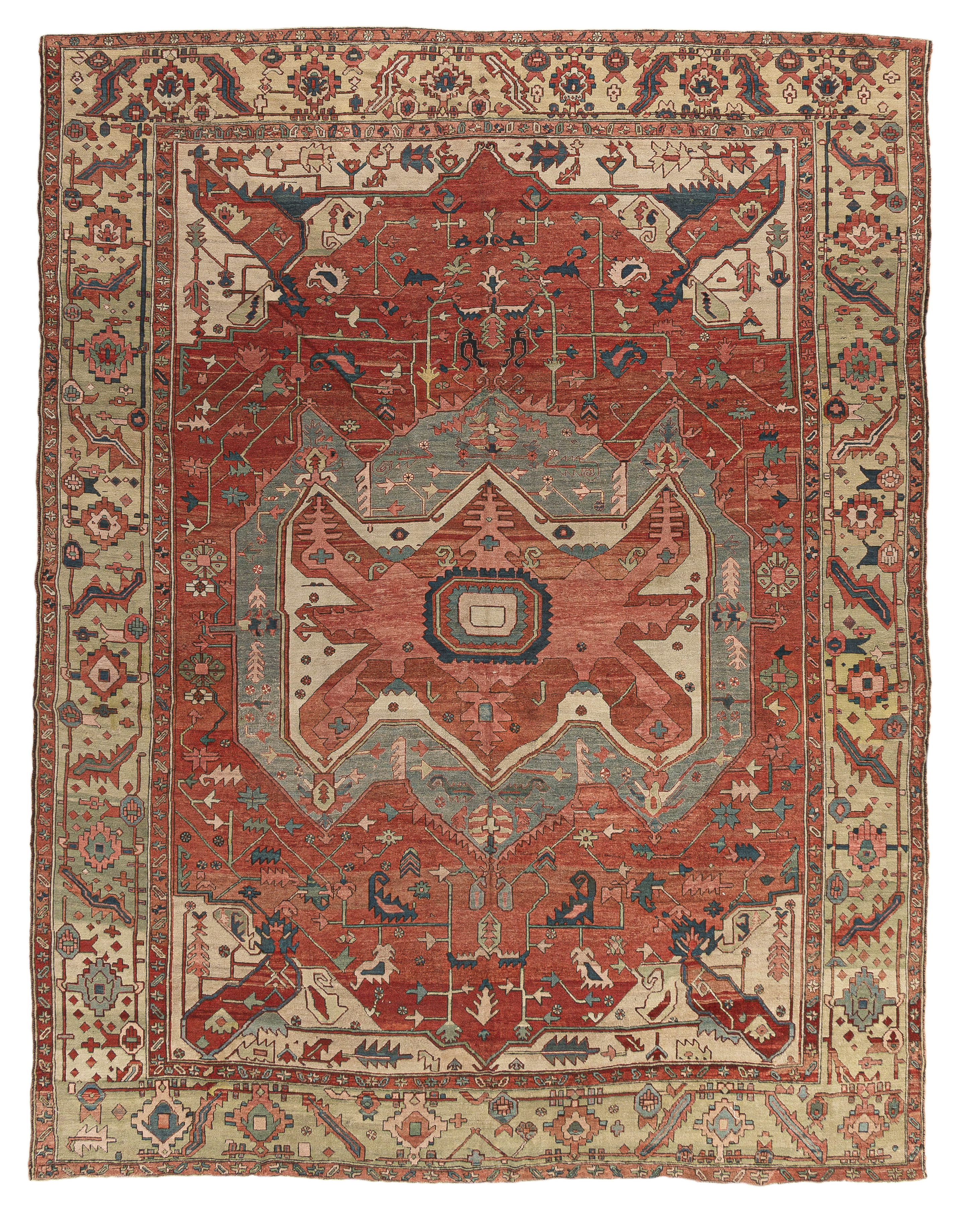 Antique Red Persian Heriz Serapi Rug - M1566 - Lavender