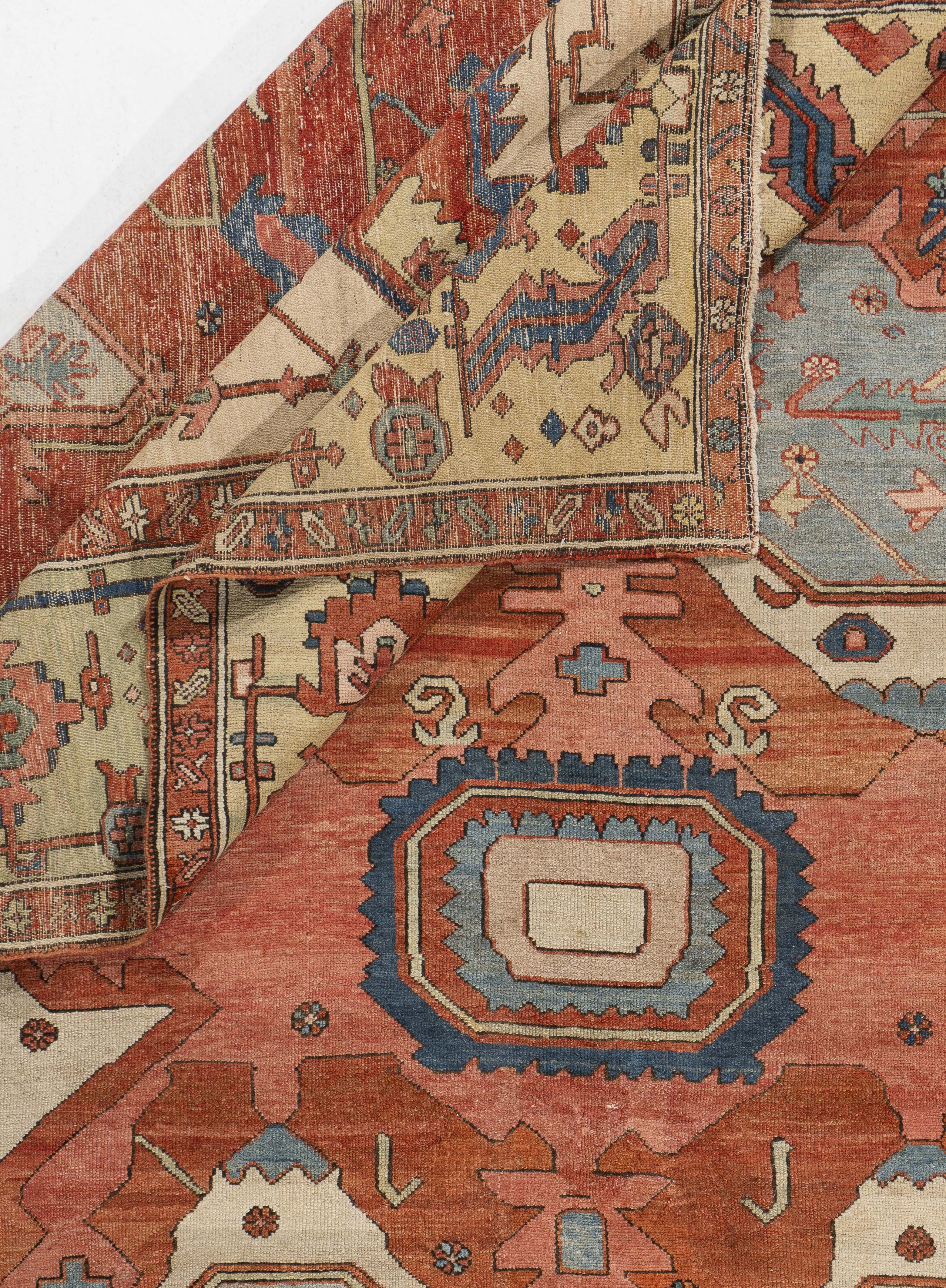 Antique Red Persian Heriz Serapi Rug - M1566 - Lavender