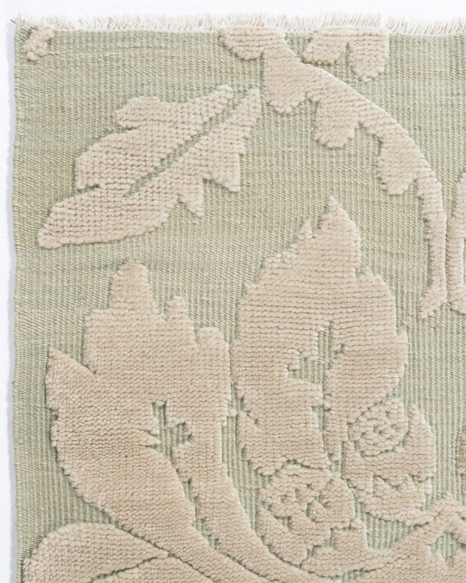 Modern Damask GreenIvory Rug N7144 Lavender Oriental Carpets