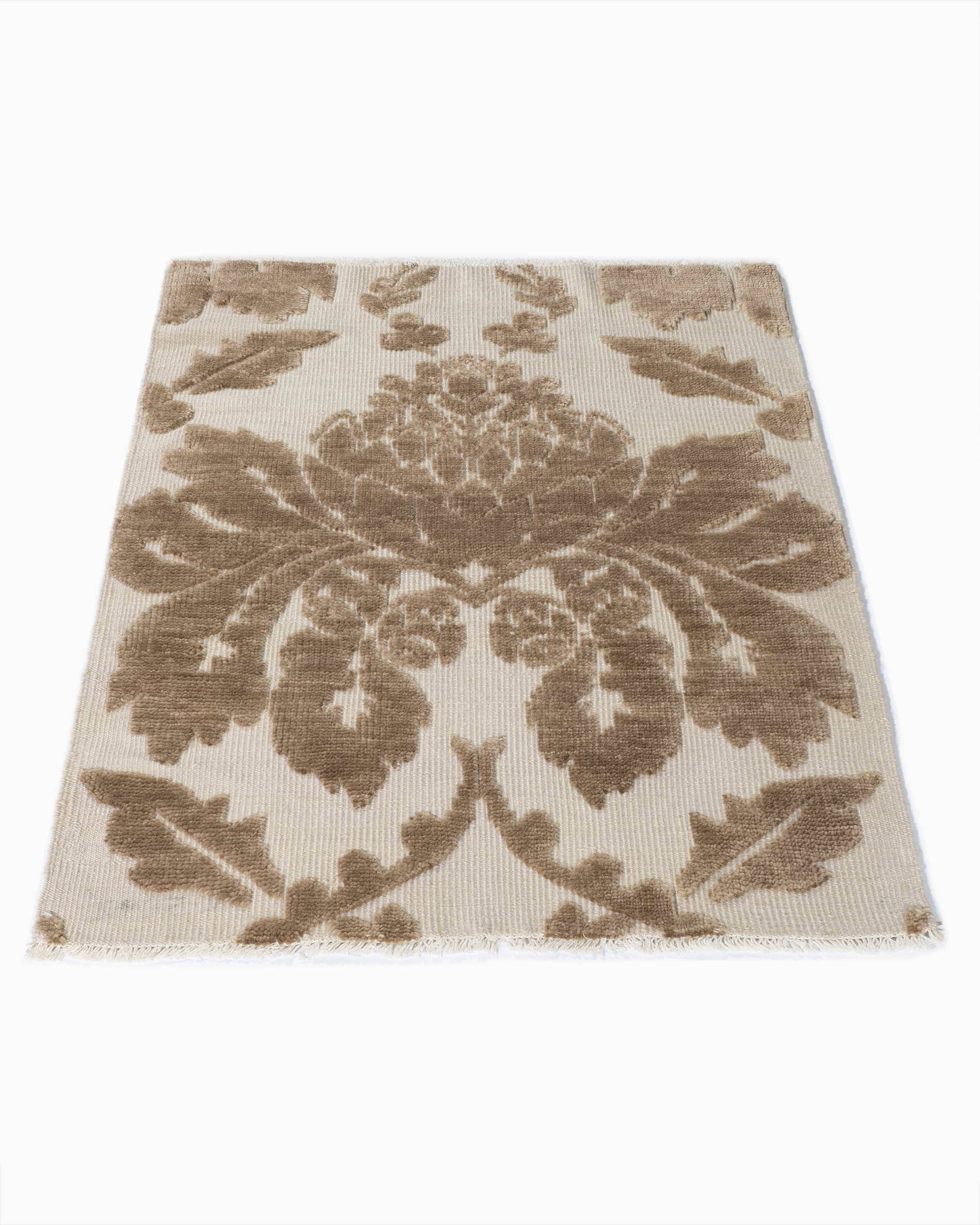 Damask Hi Low Ivory Brown Modern Area Rugs N Lavender Oriental