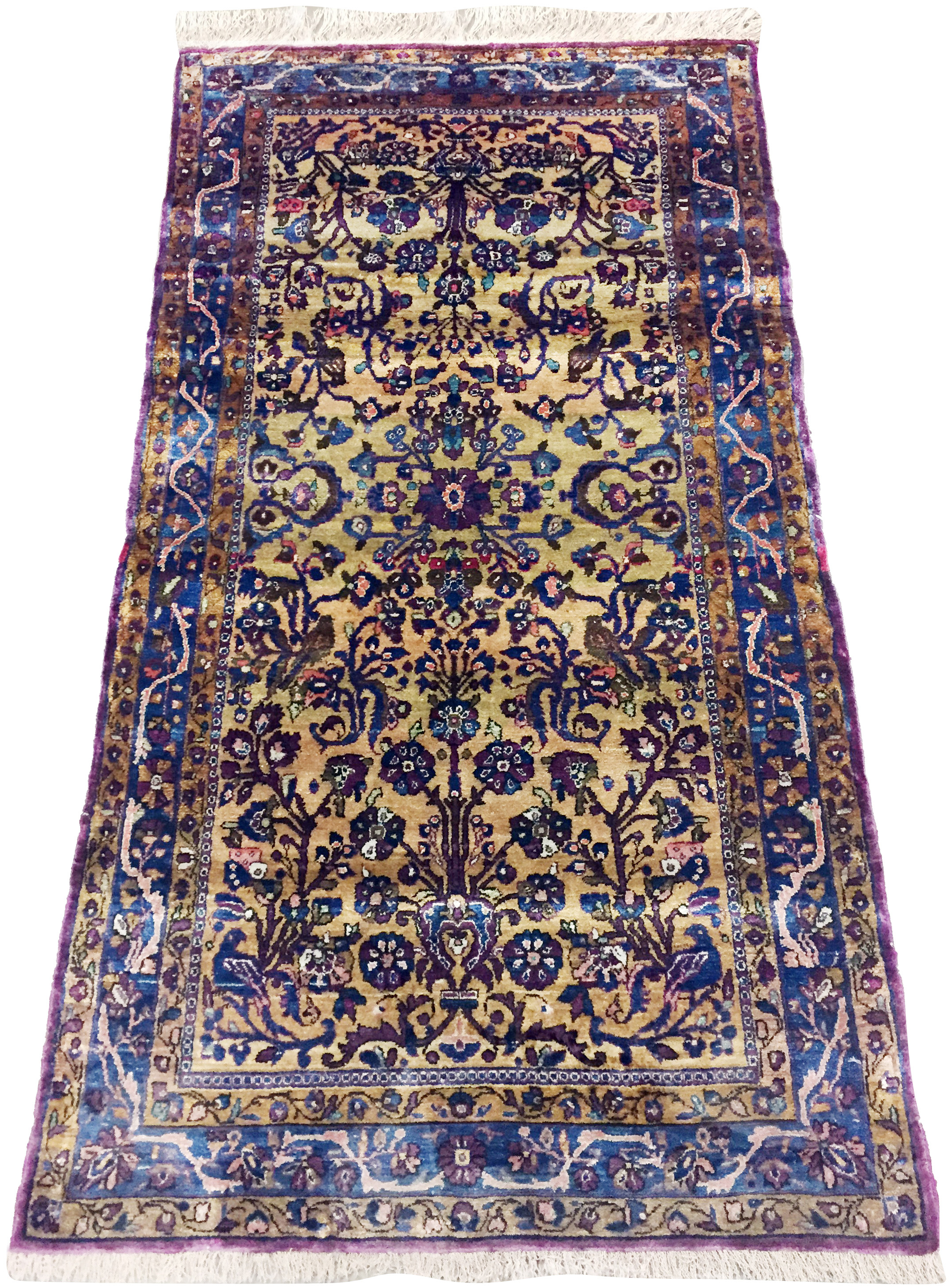 Antique Persian Kashan Silk Rug - Q980 - Lavender Oriental Carpets