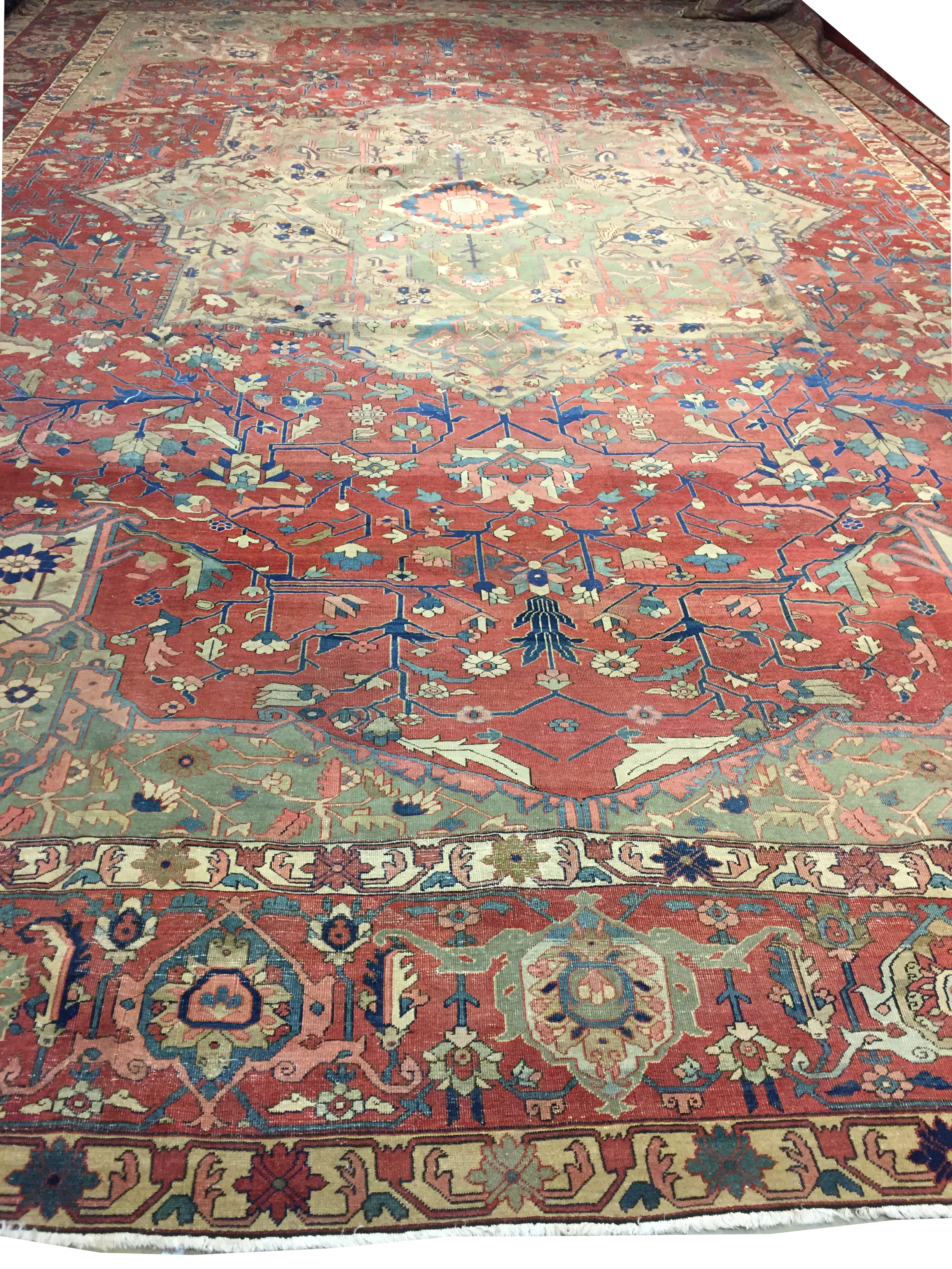 Antique Oversize Persian Heriz Serapi Rug - U-3111 - Lavender Oriental ...